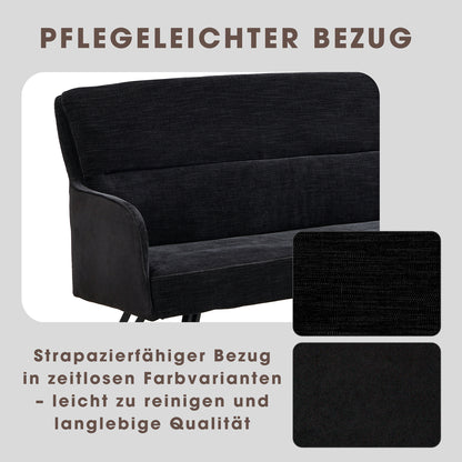 byLIVING Bank TINO / Webstoff und Mikrofaser Bezug schwarz oder hellgrau / Gestell in schwarz / Aufgedoppelter Rücken / Küchenbank, Sitzbank, Esszimmerbank / B 140 x H 94 x T 67 cm oder B 160 x H 94 x T 67 cm