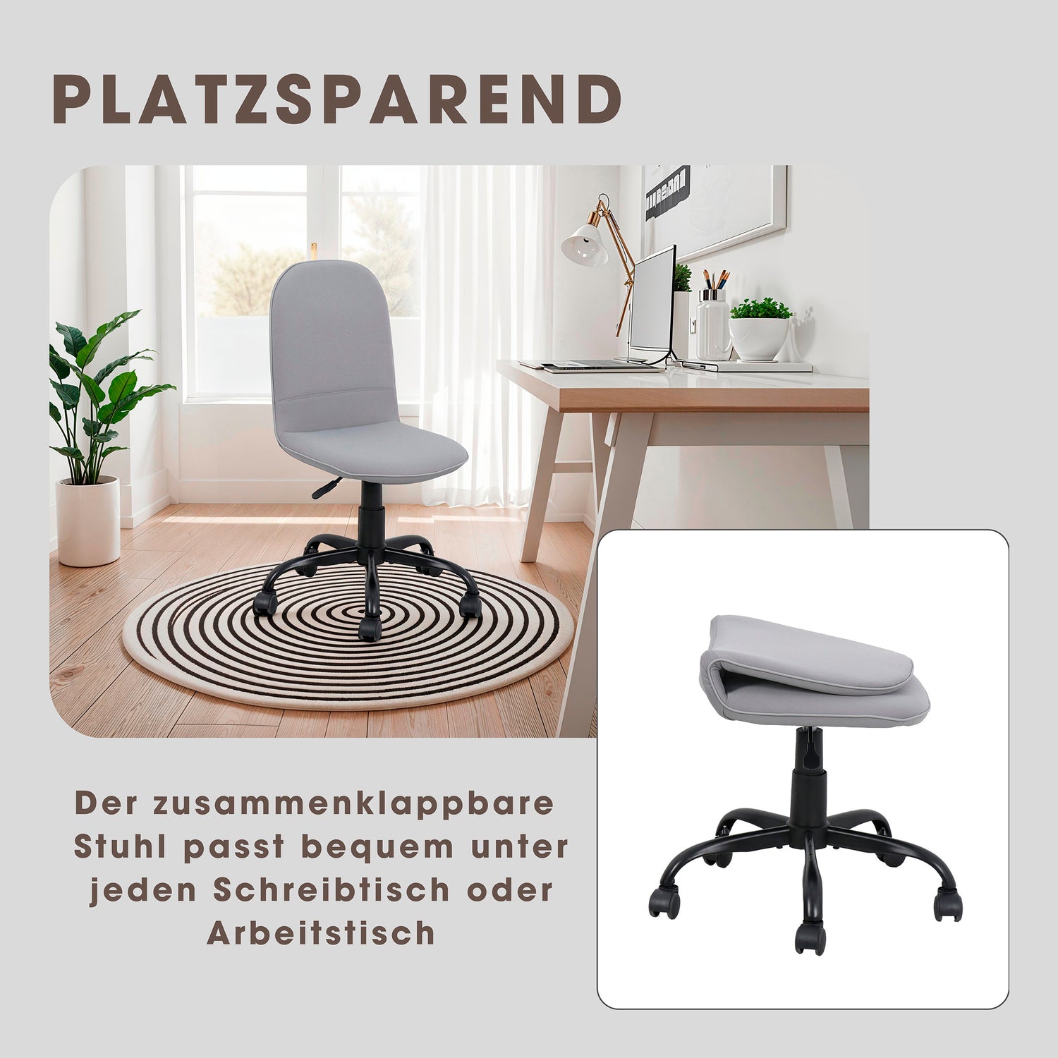 byLIVING Bürostuhl TROLLY Drehstuhl / Kinderstuhl / Metall schwarz pulverbeschichtet / Bezug Webstoff pink oder hellgrau / klappbar / Sicherheitsdoppelrollen / Maße: B 42, H 85-95, T 54 cm