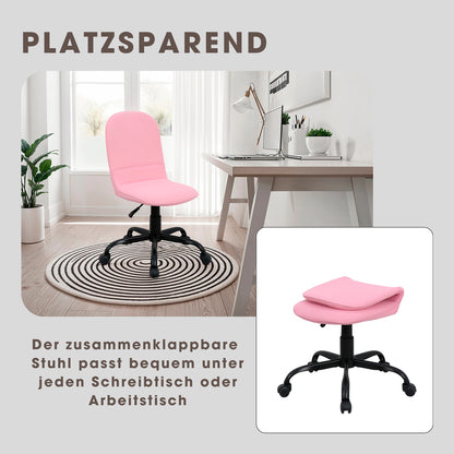 byLIVING Bürostuhl TROLLY Drehstuhl / Kinderstuhl / Metall schwarz pulverbeschichtet / Bezug Webstoff pink oder hellgrau / klappbar / Sicherheitsdoppelrollen / Maße: B 42, H 85-95, T 54 cm