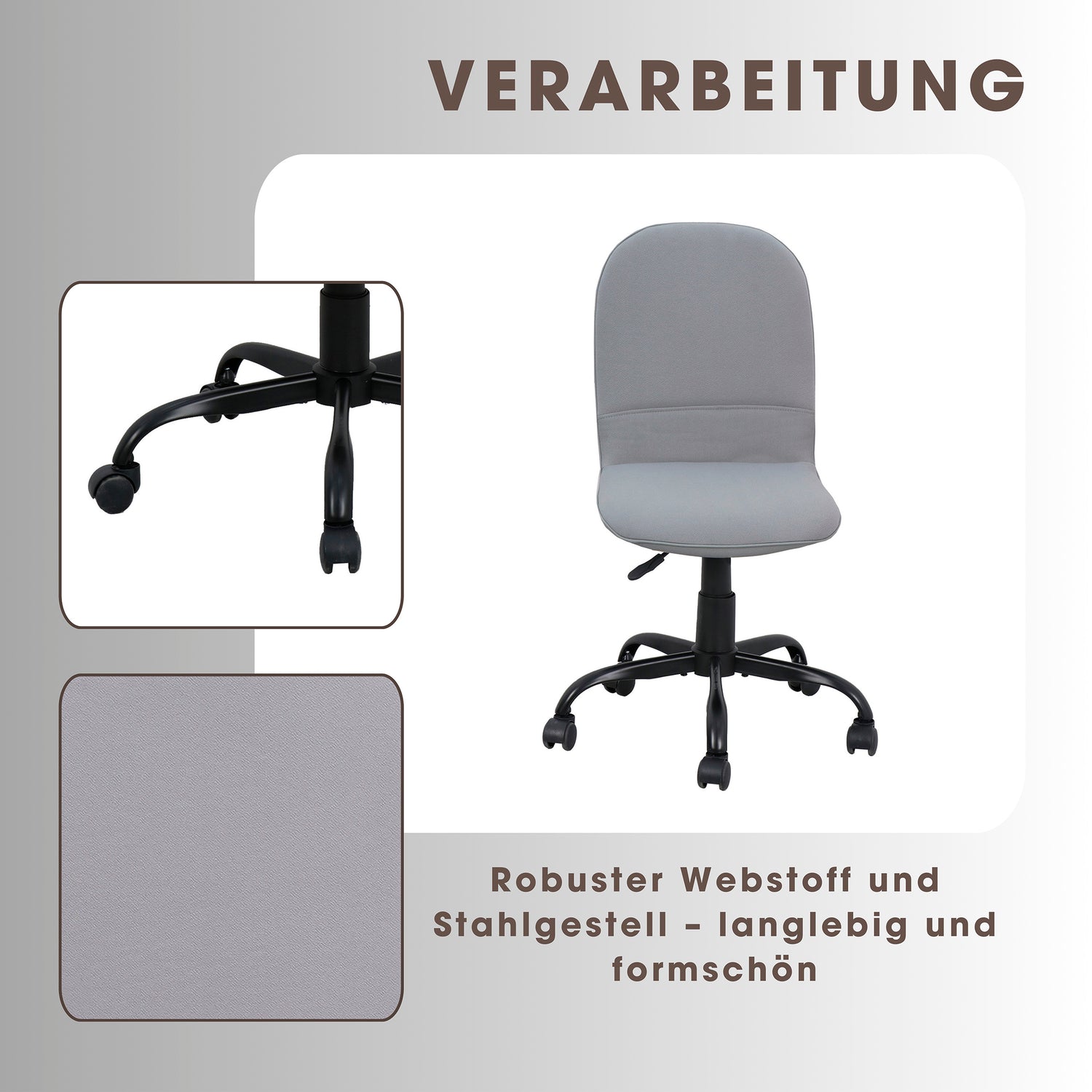 byLIVING Bürostuhl TROLLY Drehstuhl / Kinderstuhl / Metall schwarz pulverbeschichtet / Bezug Webstoff pink oder hellgrau / klappbar / Sicherheitsdoppelrollen / Maße: B 42, H 85-95, T 54 cm