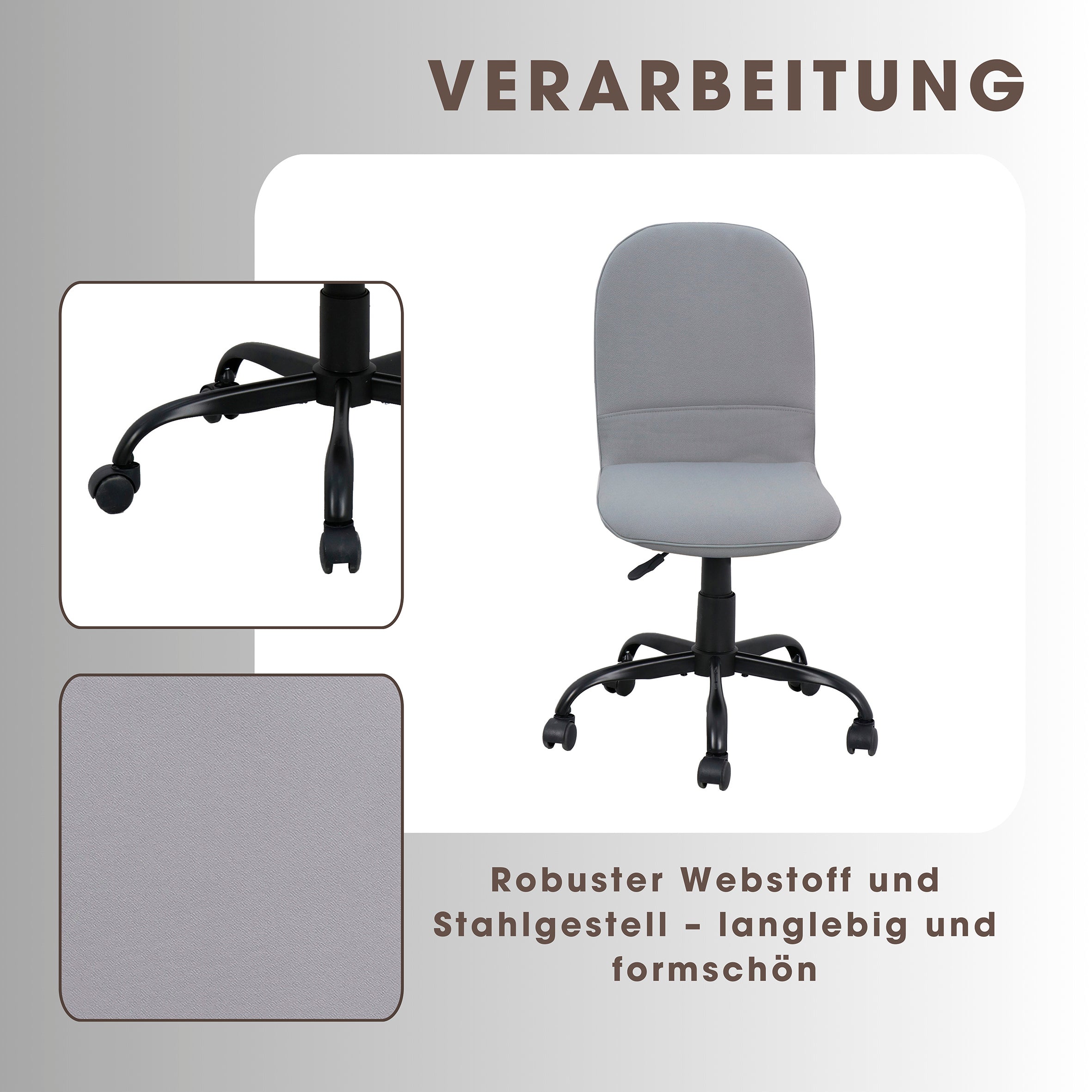 byLIVING Bürostuhl TROLLY Drehstuhl / Kinderstuhl / Metall schwarz pulverbeschichtet / Bezug Webstoff pink oder hellgrau / klappbar / Sicherheitsdoppelrollen / Maße: B 42, H 85-95, T 54 cm
