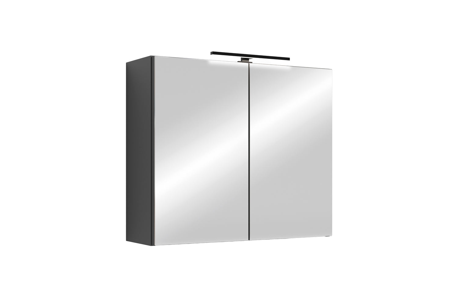 Spiegelschrank SPREE / Korpus matt weiß oder anthrazit mit Spiegeltüren / Hängeschrank mit Soft-Close-Funktion / Inklusive LED-Beleuchtung / Badschrank mit Stecker- und Schalterdose / B 70, H 60, T 20 cm