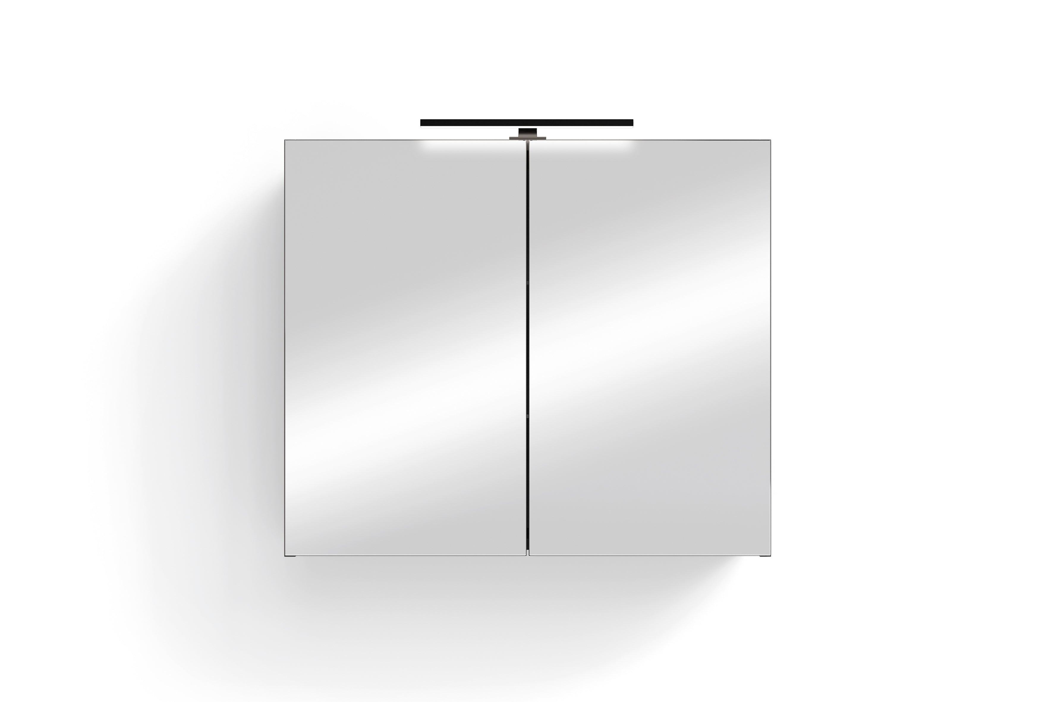 Spiegelschrank SPREE / Korpus matt weiß oder anthrazit mit Spiegeltüren / Hängeschrank mit Soft-Close-Funktion / Inklusive LED-Beleuchtung / Badschrank mit Stecker- und Schalterdose / B 70, H 60, T 20 cm