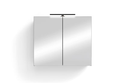 Spiegelschrank SPREE / Korpus matt weiß oder anthrazit mit Spiegeltüren / Hängeschrank mit Soft-Close-Funktion / Inklusive LED-Beleuchtung / Badschrank mit Stecker- und Schalterdose / B 70, H 60, T 20 cm