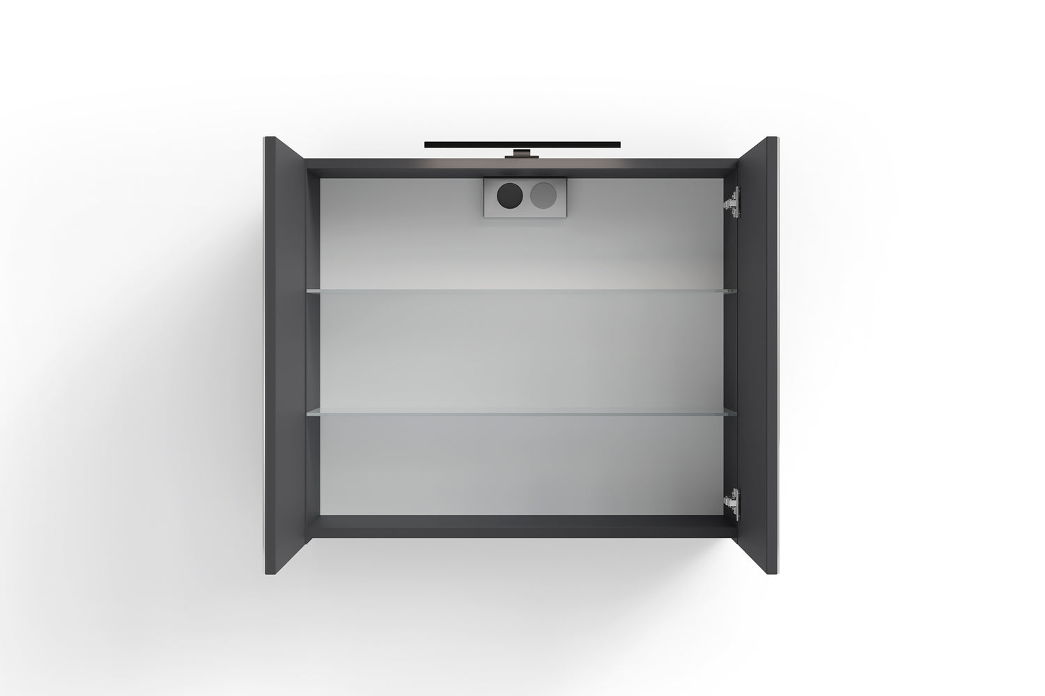 Spiegelschrank SPREE / Korpus matt weiß oder anthrazit mit Spiegeltüren / Hängeschrank mit Soft-Close-Funktion / Inklusive LED-Beleuchtung / Badschrank mit Stecker- und Schalterdose / B 70, H 60, T 20 cm