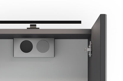 Spiegelschrank SPREE / Korpus matt weiß oder anthrazit mit Spiegeltüren / Hängeschrank mit Soft-Close-Funktion / Inklusive LED-Beleuchtung / Badschrank mit Stecker- und Schalterdose / B 40, H 60, T 20 cm