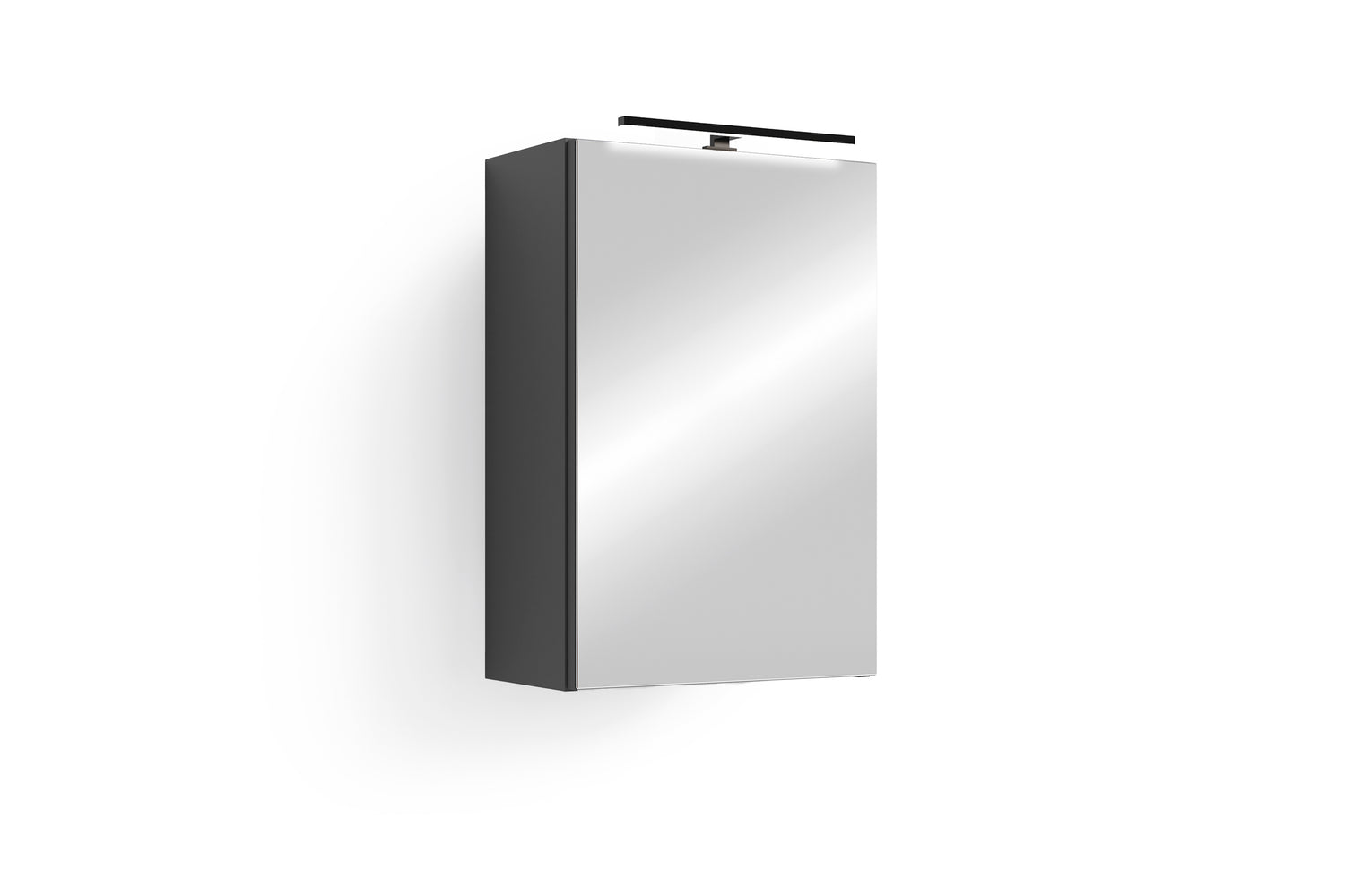 Spiegelschrank SPREE / Korpus matt weiß oder anthrazit mit Spiegeltüren / Hängeschrank mit Soft-Close-Funktion / Inklusive LED-Beleuchtung / Badschrank mit Stecker- und Schalterdose / B 40, H 60, T 20 cm