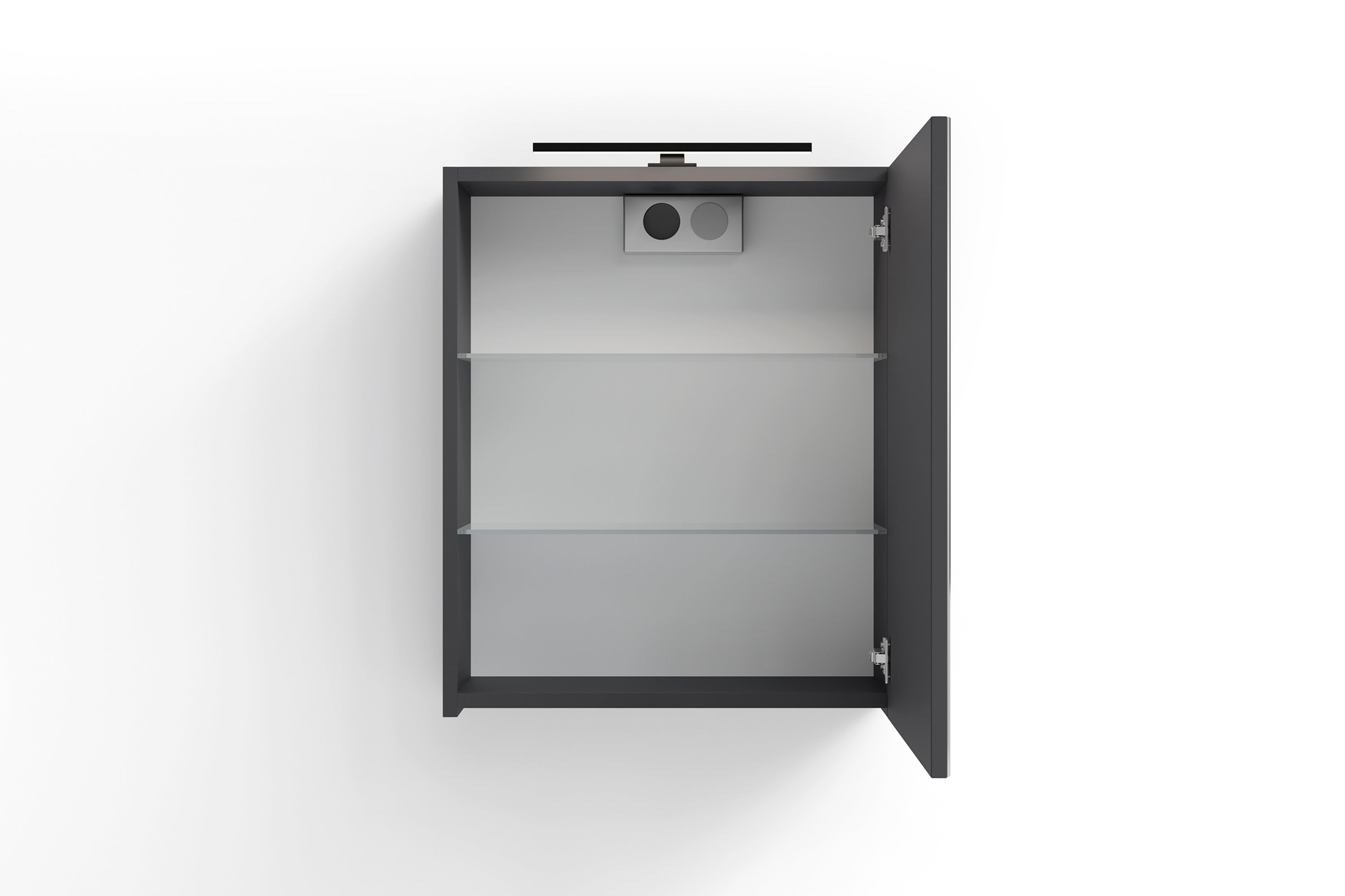 Spiegelschrank SPREE / Korpus matt weiß oder anthrazit mit Spiegeltüren / Hängeschrank mit Soft-Close-Funktion / Inklusive LED-Beleuchtung / Badschrank mit Stecker- und Schalterdose / B 50, H 60, T 20 cm