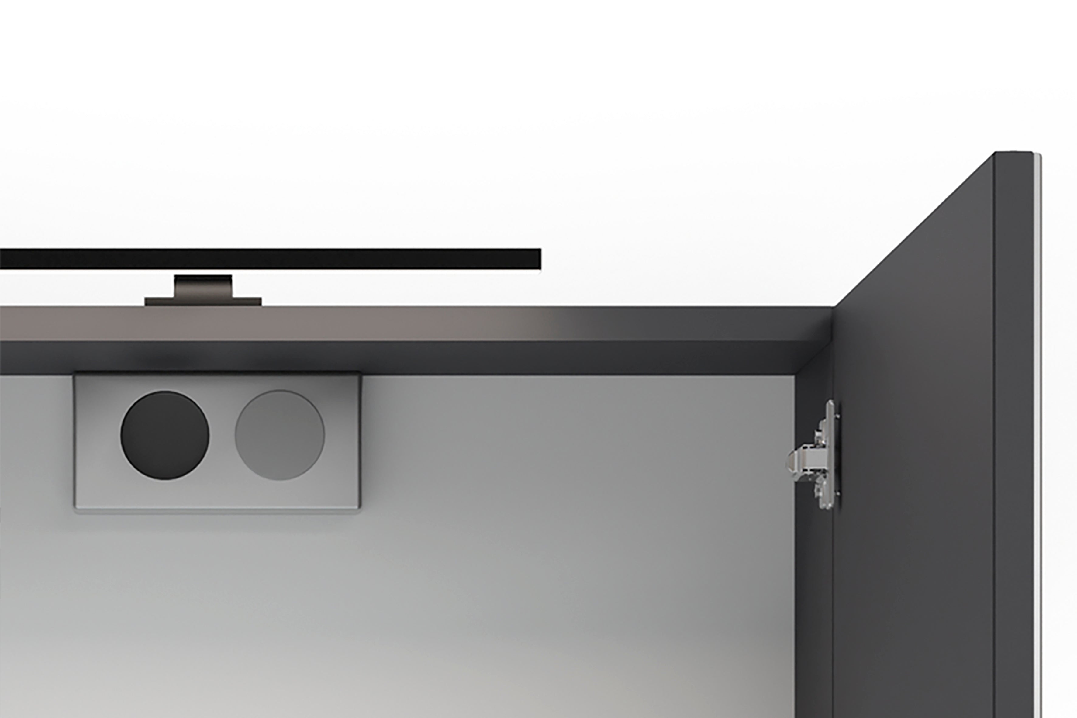 Spiegelschrank SPREE / Korpus matt weiß oder anthrazit mit Spiegeltüren / Hängeschrank mit Soft-Close-Funktion / Inklusive LED-Beleuchtung / Badschrank mit Stecker- und Schalterdose / B 60, H 60, T 20 cm