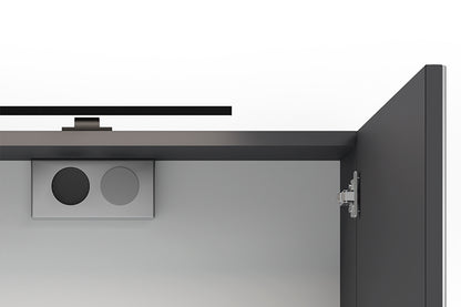Spiegelschrank SPREE / Korpus matt weiß oder anthrazit mit Spiegeltüren / Hängeschrank mit Soft-Close-Funktion / Inklusive LED-Beleuchtung / Badschrank mit Stecker- und Schalterdose / B 60, H 60, T 20 cm