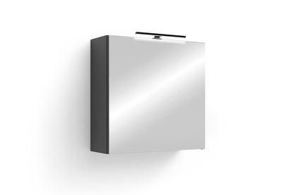 Spiegelschrank SPREE / Korpus matt weiß oder anthrazit mit Spiegeltüren / Hängeschrank mit Soft-Close-Funktion / Inklusive LED-Beleuchtung / Badschrank mit Stecker- und Schalterdose / B 60, H 60, T 20 cm
