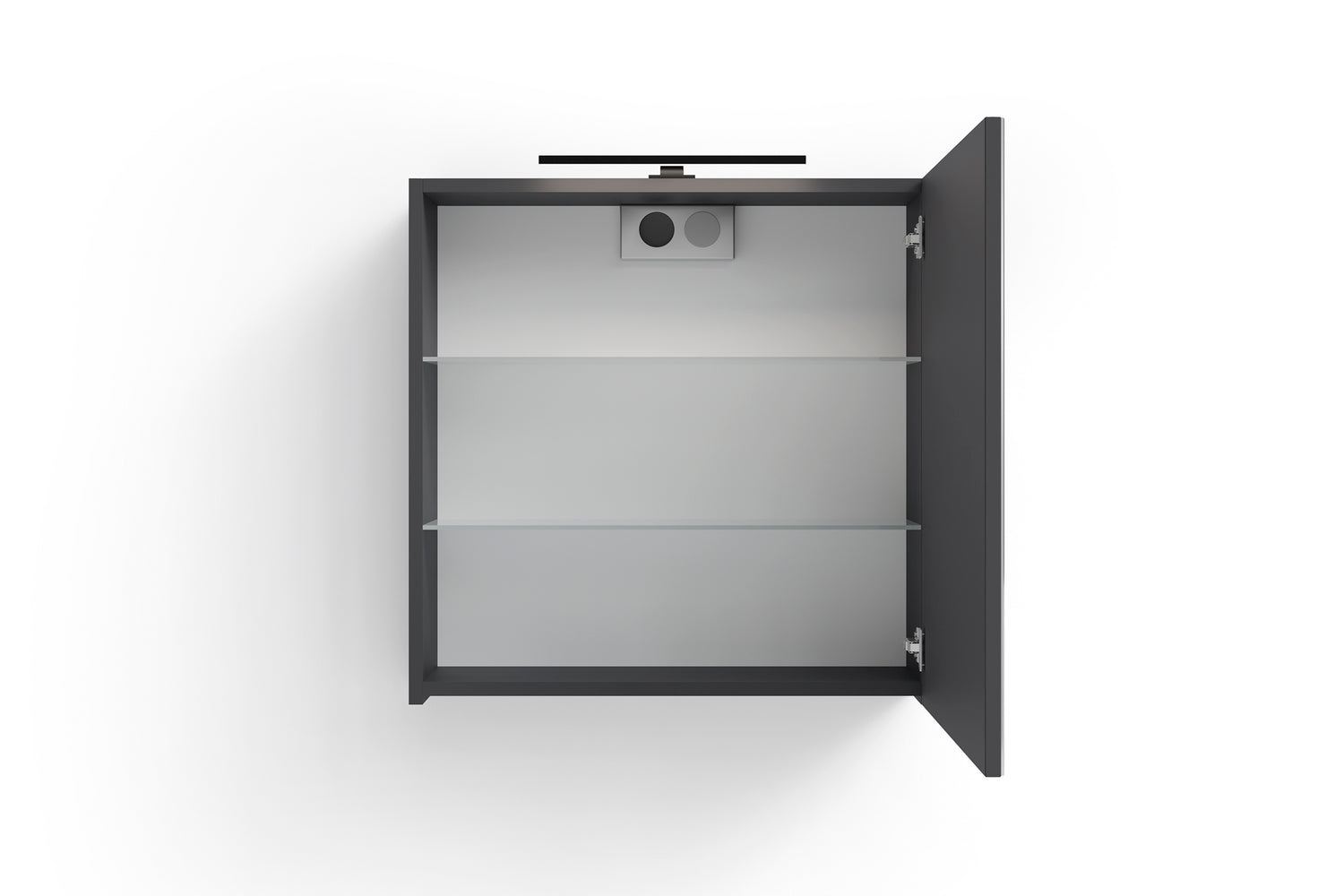 Spiegelschrank SPREE / Korpus matt weiß oder anthrazit mit Spiegeltüren / Hängeschrank mit Soft-Close-Funktion / Inklusive LED-Beleuchtung / Badschrank mit Stecker- und Schalterdose / B 60, H 60, T 20 cm