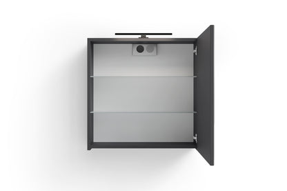 Spiegelschrank SPREE / Korpus matt weiß oder anthrazit mit Spiegeltüren / Hängeschrank mit Soft-Close-Funktion / Inklusive LED-Beleuchtung / Badschrank mit Stecker- und Schalterdose / B 60, H 60, T 20 cm