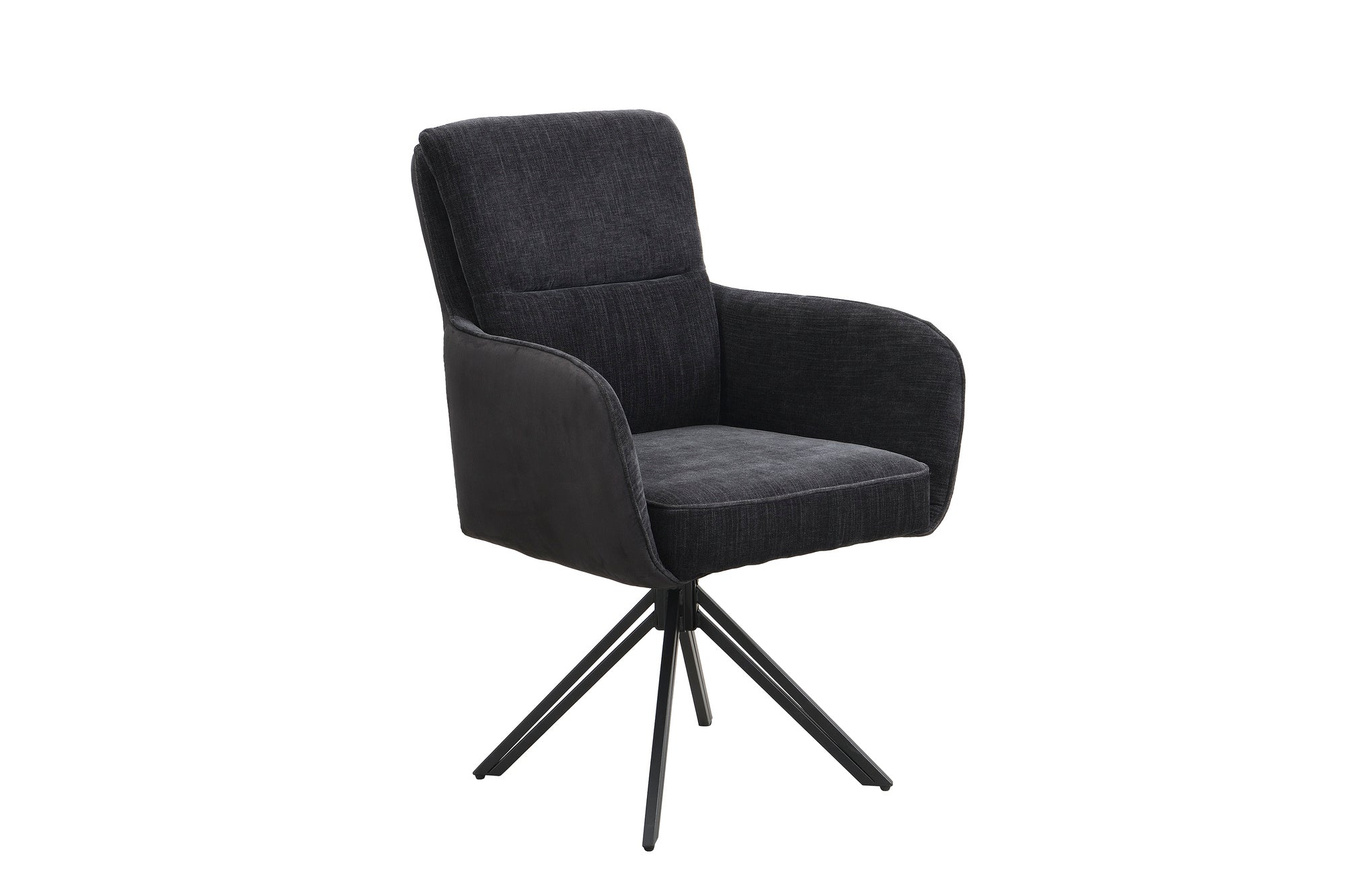Stuhl 2-er Set TINO / Bezug Webstoff-Mikrofaser in schwarz oder hellgrau, Gestell in schwarz / 360° drehbar / Esszimmerstuhl / Küchenstuhl / B 62 x H 94 x T 70 cm