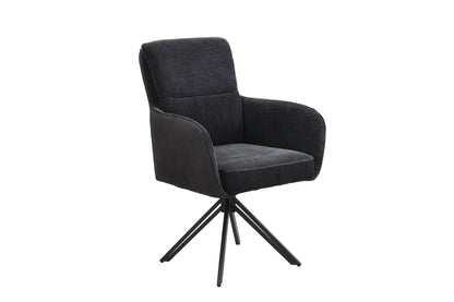 byLIVING Stuhl 2-er Set TINO / Bezug Webstoff-Mikrofaser in schwarz oder hellgrau, Gestell in schwarz / 360° drehbar / Esszimmerstuhl / Küchenstuhl / B 62 x H 94 x T 70 cm