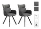Esszimmerstuhl 2er Set TEXAS / Webstoff anthrazit, Velvet Samt / Gestell Metall schwarz / Sitzschale 180° drehbar mit Rückholfunktion / Esszimmerstuhl / B 63, H 87, T 56 cm