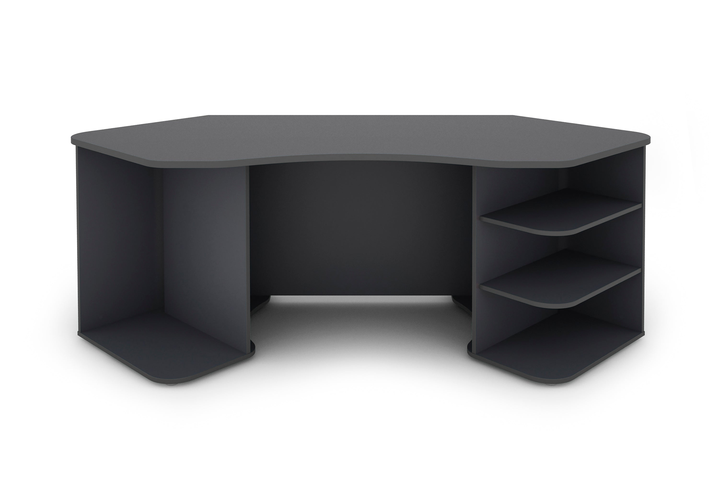 Schreibtisch THANATOS / Gaming-Tisch in anthrazit mit Kanten in rot, weiß oder anthrazit / Eck-Schreibtisch mit viel Stauraum und XXL Tischplatte / Computer-Tisch / PC / Arbeits-Tisch / 198x76x85cm (BxHxT)
