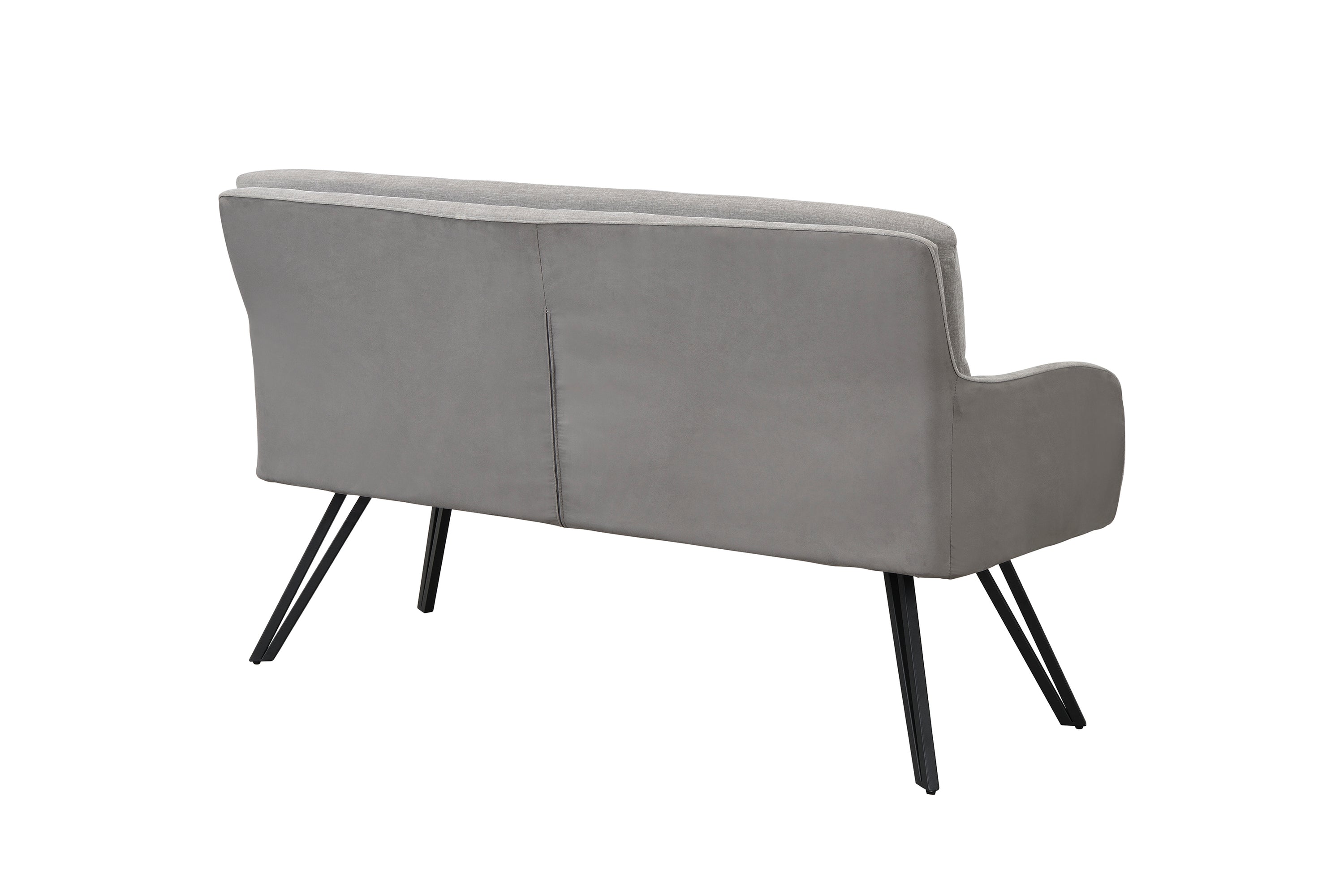 Bank TINO / Webstoff und Mikrofaser Bezug schwarz oder hellgrau / Gestell in schwarz / Aufgedoppelter Rücken / Küchenbank, Sitzbank, Esszimmerbank / B 140 x H 94 x T 67 cm oder B 160 x H 94 x T 67 cm