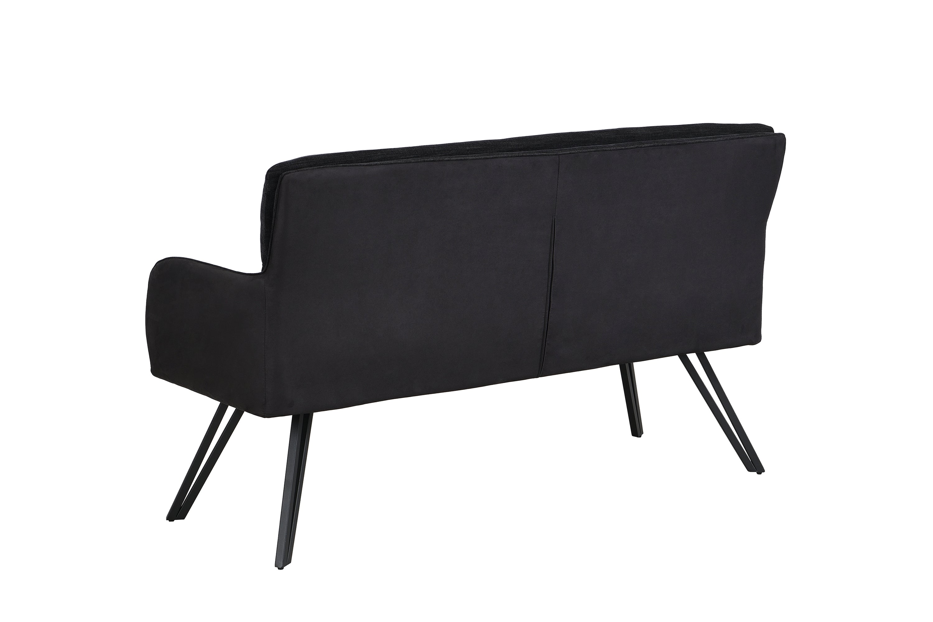 Bank TINO / Webstoff und Mikrofaser Bezug schwarz oder hellgrau / Gestell in schwarz / Aufgedoppelter Rücken / Küchenbank, Sitzbank, Esszimmerbank / B 140 x H 94 x T 67 cm oder B 160 x H 94 x T 67 cm