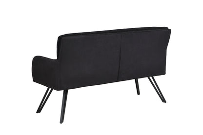 byLIVING Bank TINO / Webstoff und Mikrofaser Bezug schwarz oder hellgrau / Gestell in schwarz / Aufgedoppelter Rücken / Küchenbank, Sitzbank, Esszimmerbank / B 140 x H 94 x T 67 cm oder B 160 x H 94 x T 67 cm
