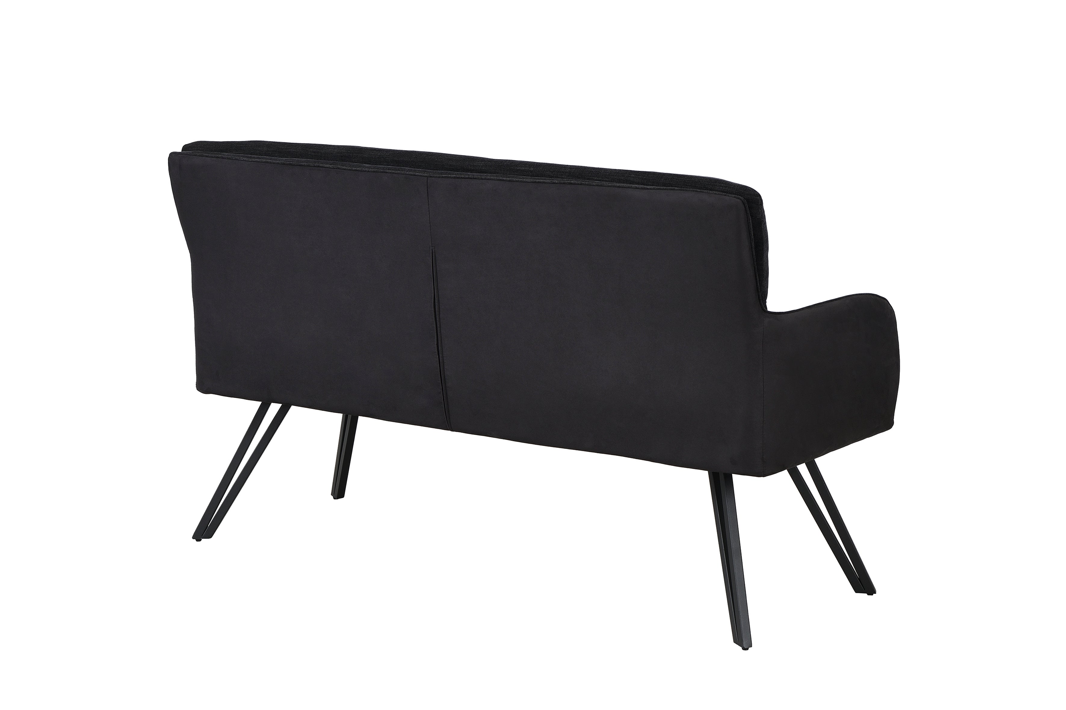 byLIVING Bank TINO / Webstoff und Mikrofaser Bezug schwarz oder hellgrau / Gestell in schwarz / Aufgedoppelter Rücken / Küchenbank, Sitzbank, Esszimmerbank / B 140 x H 94 x T 67 cm oder B 160 x H 94 x T 67 cm