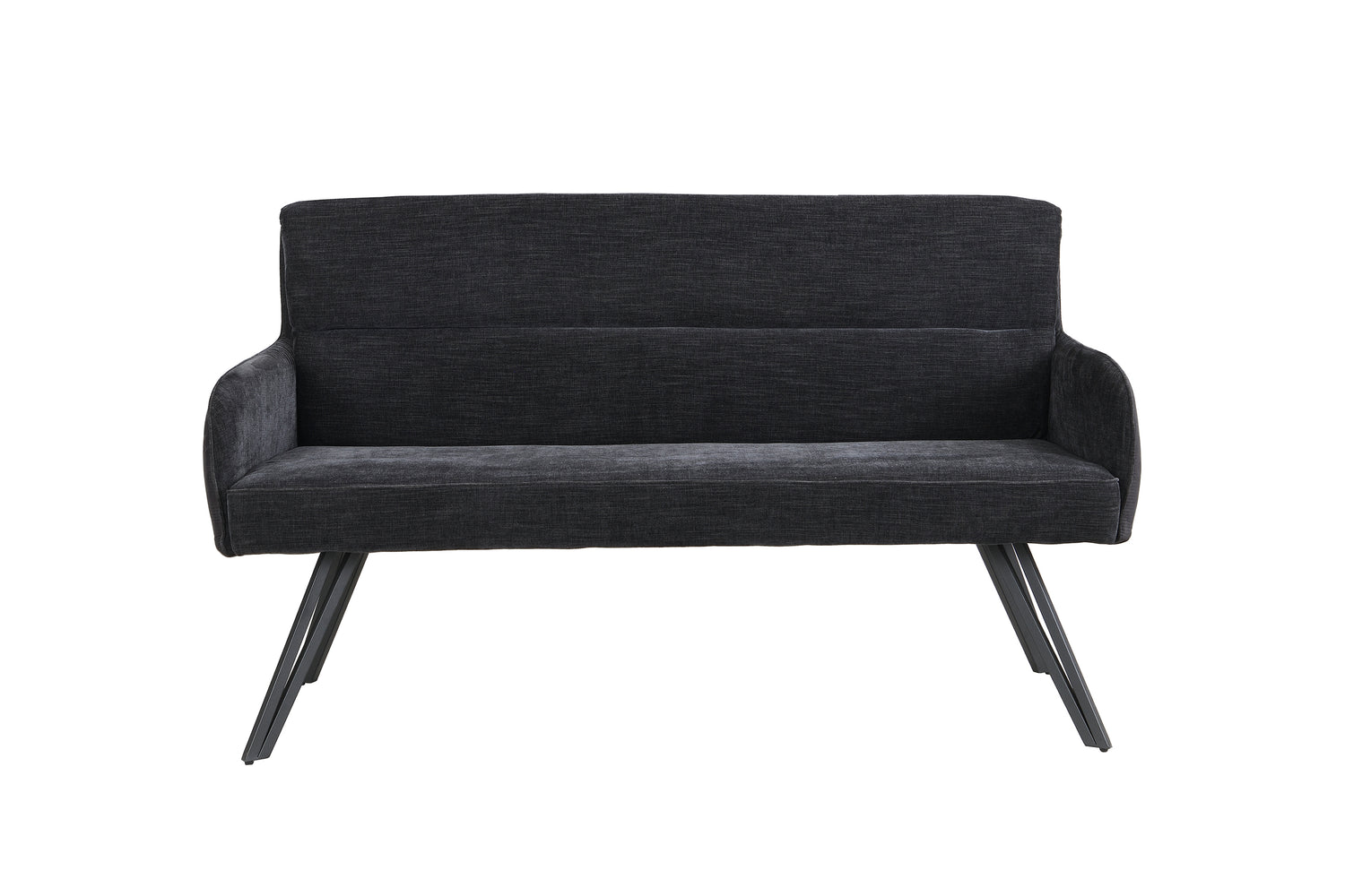 byLIVING Bank TINO / Webstoff und Mikrofaser Bezug schwarz oder hellgrau / Gestell in schwarz / Aufgedoppelter Rücken / Küchenbank, Sitzbank, Esszimmerbank / B 140 x H 94 x T 67 cm oder B 160 x H 94 x T 67 cm
