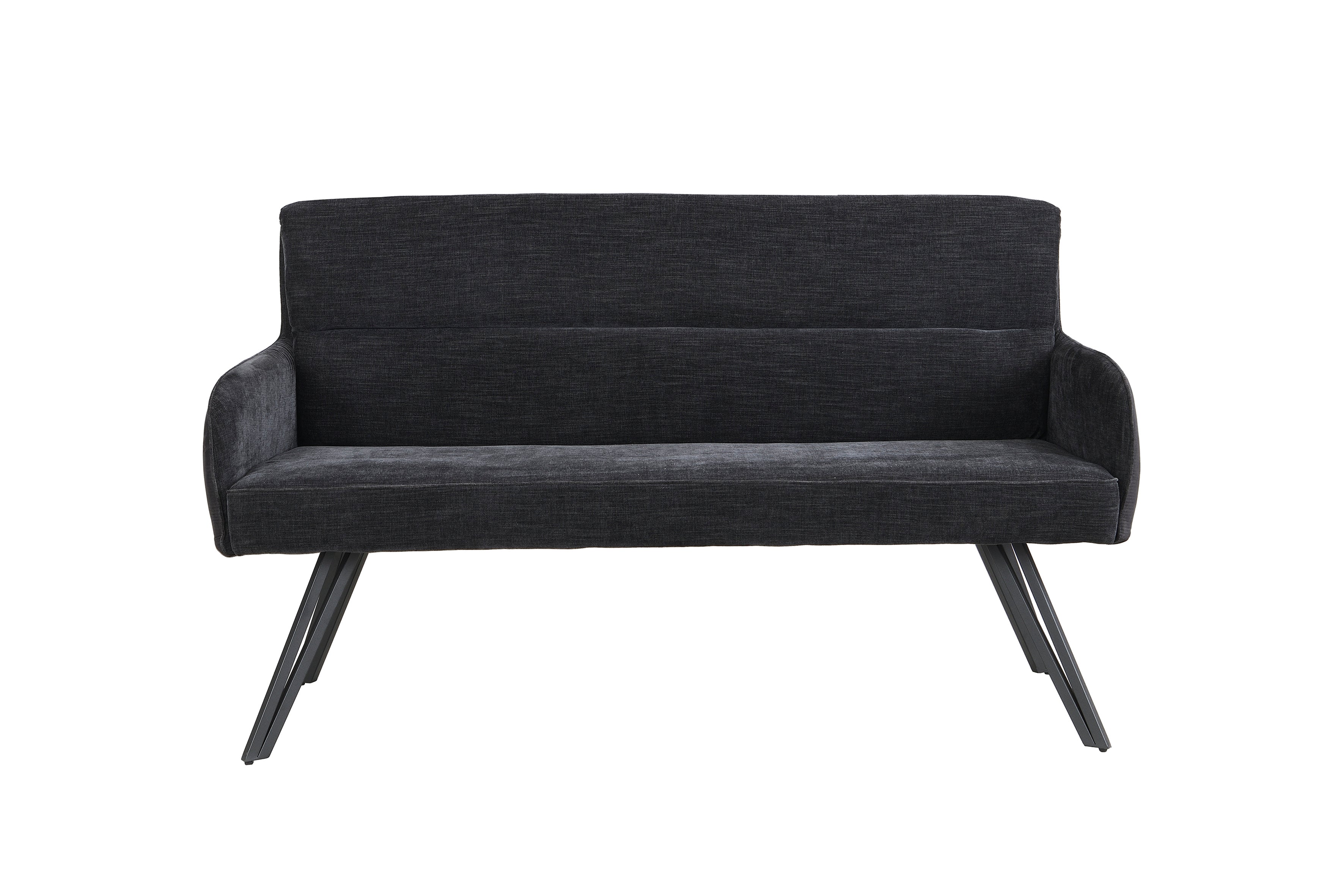 byLIVING Bank TINO / Webstoff und Mikrofaser Bezug schwarz oder hellgrau / Gestell in schwarz / Aufgedoppelter Rücken / Küchenbank, Sitzbank, Esszimmerbank / B 140 x H 94 x T 67 cm oder B 160 x H 94 x T 67 cm
