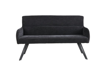 byLIVING Bank TINO / Webstoff und Mikrofaser Bezug schwarz oder hellgrau / Gestell in schwarz / Aufgedoppelter Rücken / Küchenbank, Sitzbank, Esszimmerbank / B 140 x H 94 x T 67 cm oder B 160 x H 94 x T 67 cm