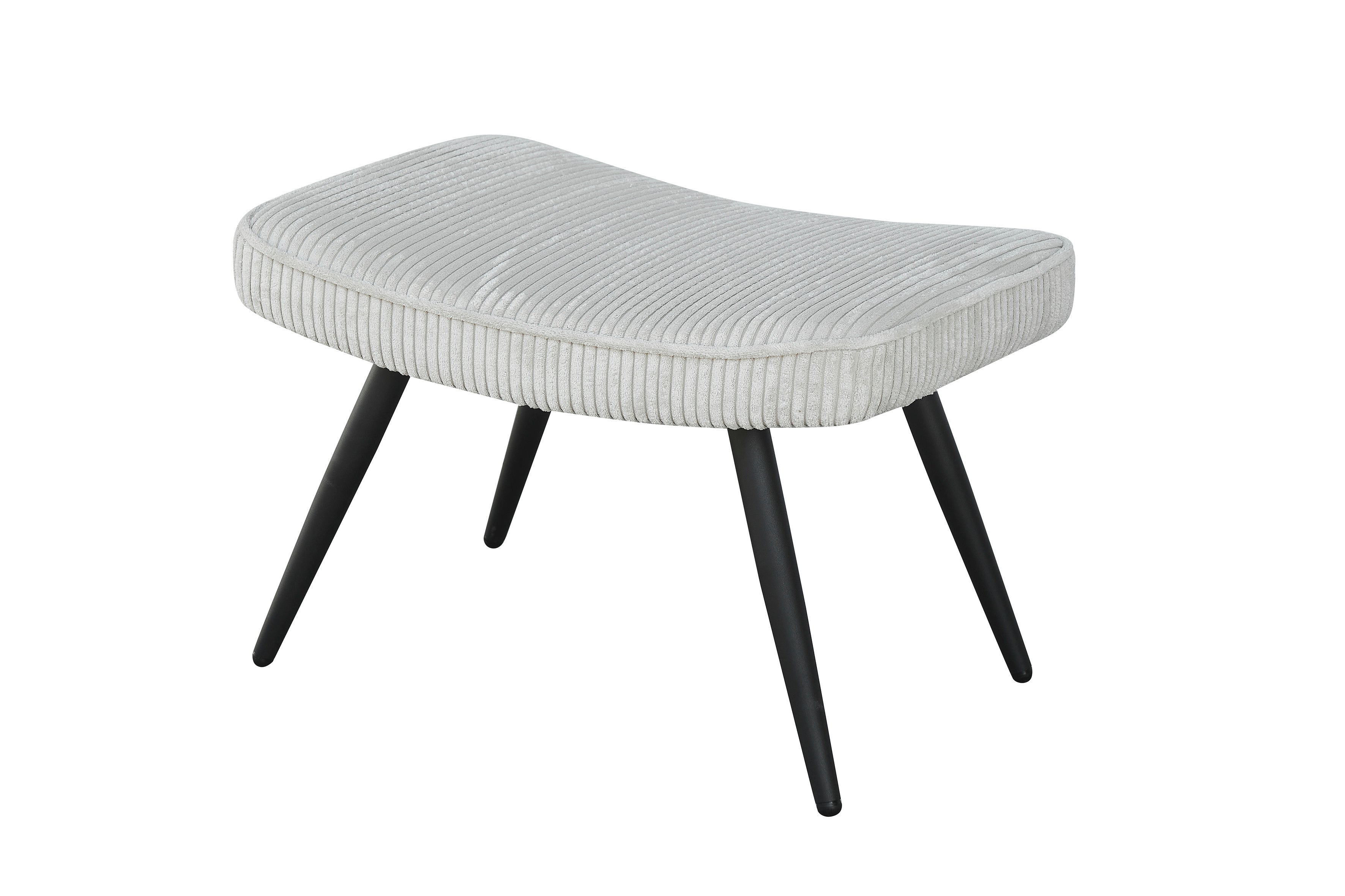 Hocker Uta / Cord grau, Samt schwarz, Webstoff dunkelgrau, Samt dunkelgrün, Webstoff sandfarben / Gestell schwarz pulverbeschichtet / Fuß-Ablage / Sitzhocker / B 60, H 39, T 41 cm