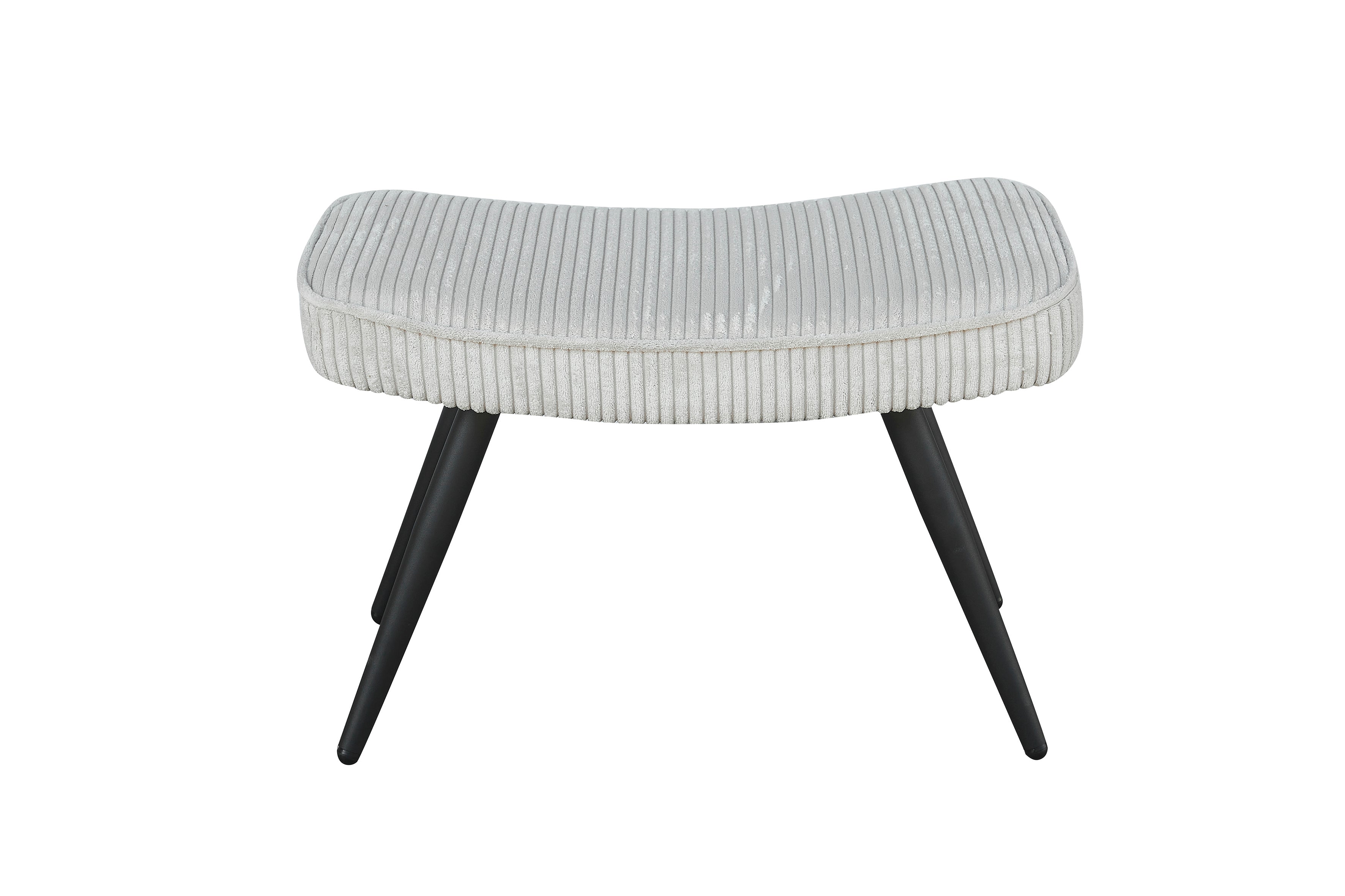 Hocker Uta / Cord grau, Samt schwarz, Webstoff dunkelgrau, Samt dunkelgrün, Webstoff sandfarben / Gestell schwarz pulverbeschichtet / Fuß-Ablage / Sitzhocker / B 60, H 39, T 41 cm