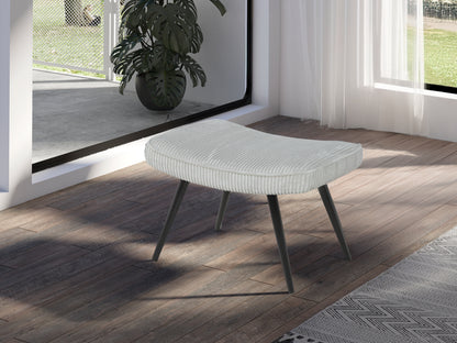 Hocker Uta / Cord grau, Samt schwarz, Webstoff dunkelgrau, Samt dunkelgrün, Webstoff sandfarben / Gestell schwarz pulverbeschichtet / Fuß-Ablage / Sitzhocker / B 60, H 39, T 41 cm