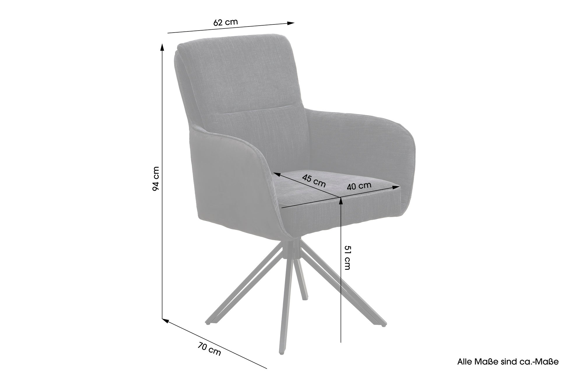 byLIVING Stuhl 2-er Set TINO / Bezug Webstoff-Mikrofaser in schwarz oder hellgrau, Gestell in schwarz / 360° drehbar / Esszimmerstuhl / Küchenstuhl / B 62 x H 94 x T 70 cm
