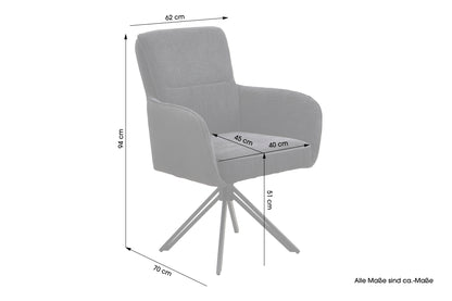 byLIVING Stuhl 2-er Set TINO / Bezug Webstoff-Mikrofaser in schwarz oder hellgrau, Gestell in schwarz / 360° drehbar / Esszimmerstuhl / Küchenstuhl / B 62 x H 94 x T 70 cm