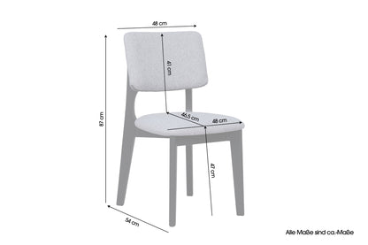 byLIVING Esszimmerstuhl 2er Set ELSA / Webstoff beige oder grau / Gestell Massivholz schwarz / B 48, H 87, T 54 cm