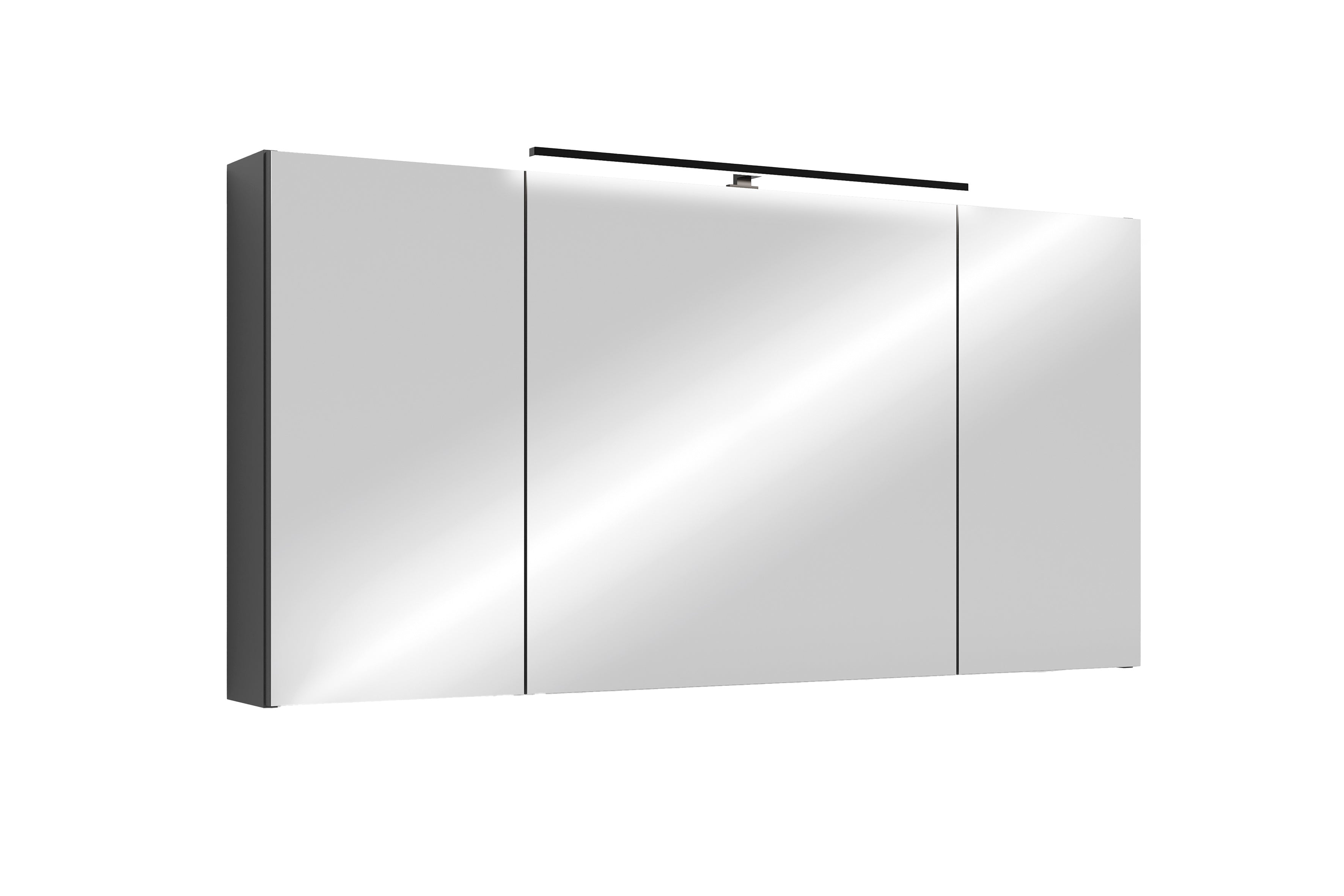 byLIVING Spiegelschrank SPREE / Korpus matt weiß oder anthrazit mit Spiegeltüren / Hängeschrank mit Soft-Close-Funktion / Inklusive LED-Beleuchtung / Badschrank mit Stecker- und Schalterdose / B 120, H 60, T 20 cm