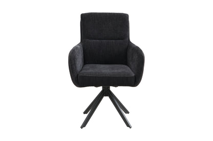 byLIVING Stuhl 2-er Set TINO / Bezug Webstoff-Mikrofaser in schwarz oder hellgrau, Gestell in schwarz / 360° drehbar / Esszimmerstuhl / Küchenstuhl / B 62 x H 94 x T 70 cm