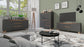 Sideboard VALENTIN / Kommode matt weiß oder anthrazit mit Absetzung in Eiche-Optik / Schrank mit 2 Türen und 3 Schubkästen / Im Scandi-Style / Grifflos / B 180, H 80, T 38 cm