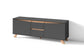 TV-Board VALENTIN / Lowboard matt weiß oder anthrazit mit Absetzung in Eiche-Optik / Fernsehtisch mit 2 Türen und 2 Schubkästen / Fernsehschrank im Scandi-Style / Grifflos / B 160, H 60, T 38 cm