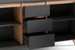Sideboard VALENTIN / Kommode matt weiß oder anthrazit mit Absetzung in Eiche-Optik / Schrank mit 2 Türen und 3 Schubkästen / Im Scandi-Style / Grifflos / B 160, H 80, T 38 cm