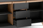 VALENTIN Sideboard / Kommode matt weiß oder anthrazit mit Absetzung in Eiche-Optik / Schrank mit 2 Türen und 3 Schubkästen / Im Scandi-Style / Grifflos / B 160, H 80, T 38 cm