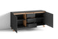 VALENTIN Sideboard / Kommode matt weiß oder anthrazit mit Absetzung in Eiche-Optik / Schrank mit 2 Türen und 3 Schubkästen / Im Scandi-Style / Grifflos / B 160, H 80, T 38 cm