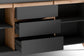 Sideboard VALENTIN / Kommode matt weiß oder anthrazit mit Absetzung in Eiche-Optik / Schrank mit 2 Türen und 3 Schubkästen / Im Scandi-Style / Grifflos / B 180, H 80, T 38 cm
