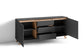 Sideboard VALENTIN / Kommode matt weiß oder anthrazit mit Absetzung in Eiche-Optik / Schrank mit 2 Türen und 3 Schubkästen / Im Scandi-Style / Grifflos / B 180, H 80, T 38 cm