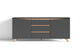 Sideboard VALENTIN / Kommode matt weiß oder anthrazit mit Absetzung in Eiche-Optik / Schrank mit 2 Türen und 3 Schubkästen / Im Scandi-Style / Grifflos / B 180, H 80, T 38 cm