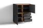 Highboard VALENTIN / Sideboard matt weiß oder anthrazit mit Absetzung in Eiche-Optik / Wohnzimmer-Schrank mit 3 Türen und 3 Schubkästen / Im Scandi-Style / Grifflos / B 120, H 137, T 38 cm