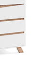 VALENTIN Sekretär / Highboard matt weiß mit Absetzung in Eiche-Optik / Office-Schrank mit 1 Tür und 3 Schubkästen / Scandi-Style / Grifflos / B 120, H 127, T 38 cm
