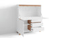 Sekretär VALENTIN / Sekretär matt weiß mit Absetzung in Eiche-Optik / Office-Schrank mit 1 Tür und 3 Schubkästen / Scandi-Style / Grifflos / B 120, H 127, T 38 cm