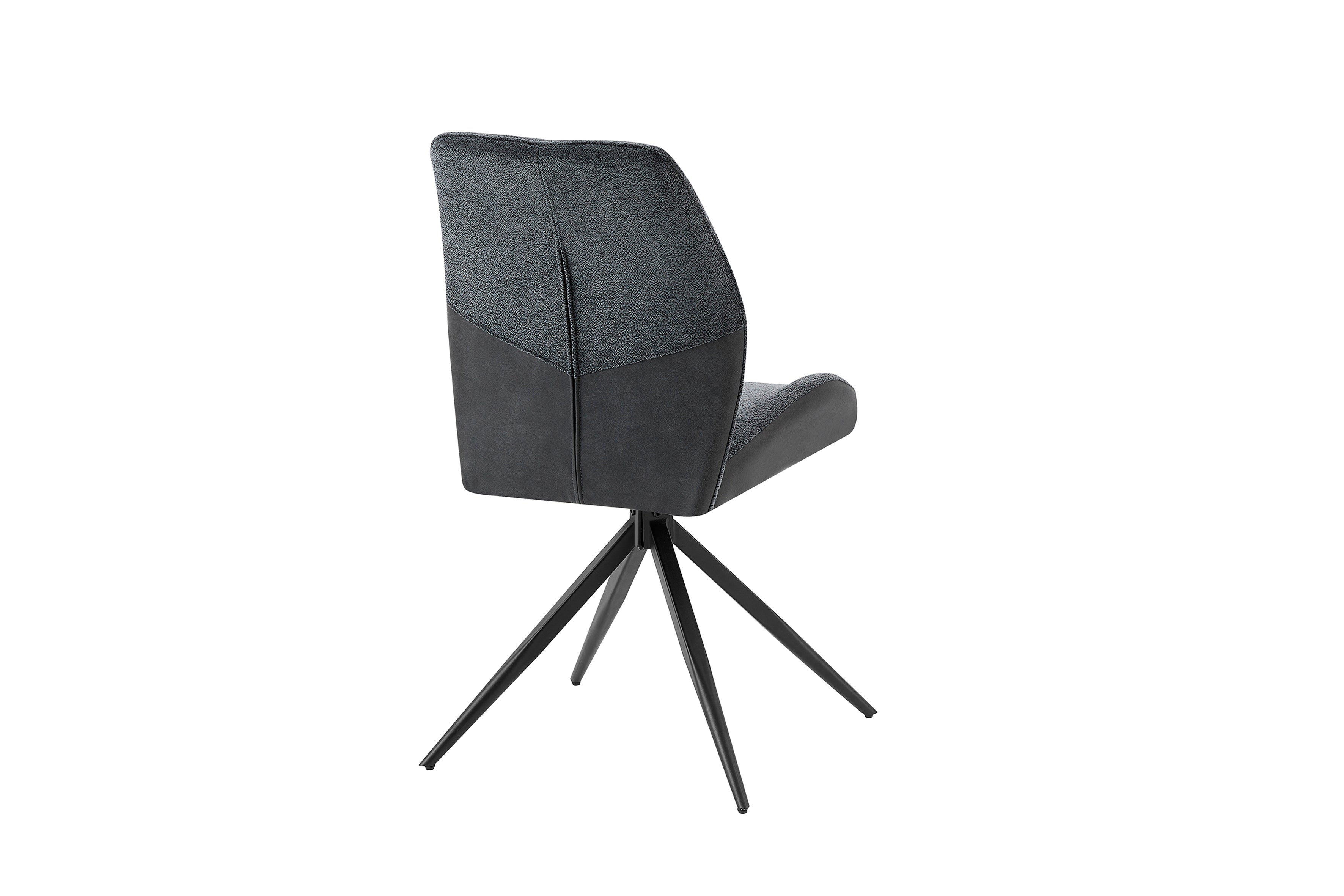 Esszimmerstuhl 2er Set SNAP / Bouclé - Mikrofaser anthrazit / Gestell Metall schwarz / Sitzschale 360° drehbar / Esszimmerstuhl / Wohnzimmerstuhl / B 46, H 87, T 55 cm