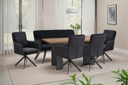 byLIVING Stuhl 2-er Set TINO / Bezug Webstoff-Mikrofaser in schwarz oder hellgrau, Gestell in schwarz / 360° drehbar / Esszimmerstuhl / Küchenstuhl / B 62 x H 94 x T 70 cm