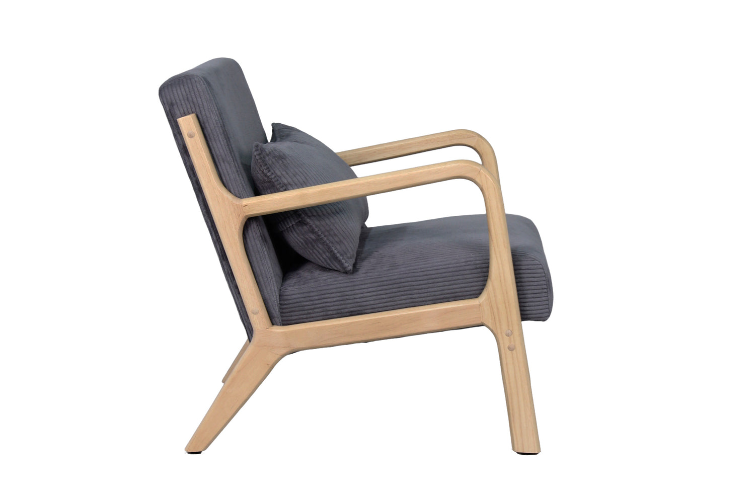 byLIVING Sessel NOHR / Grob-Cord off-white oder grau / Gestell und Armlehnen Massivholz natur / B 65,5, H 78, T 84 cm